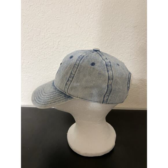 Adidas Hat Cap Strap Back Womens One Size Blue Denim Look Embroidered Cotton - Picture 2 of 6